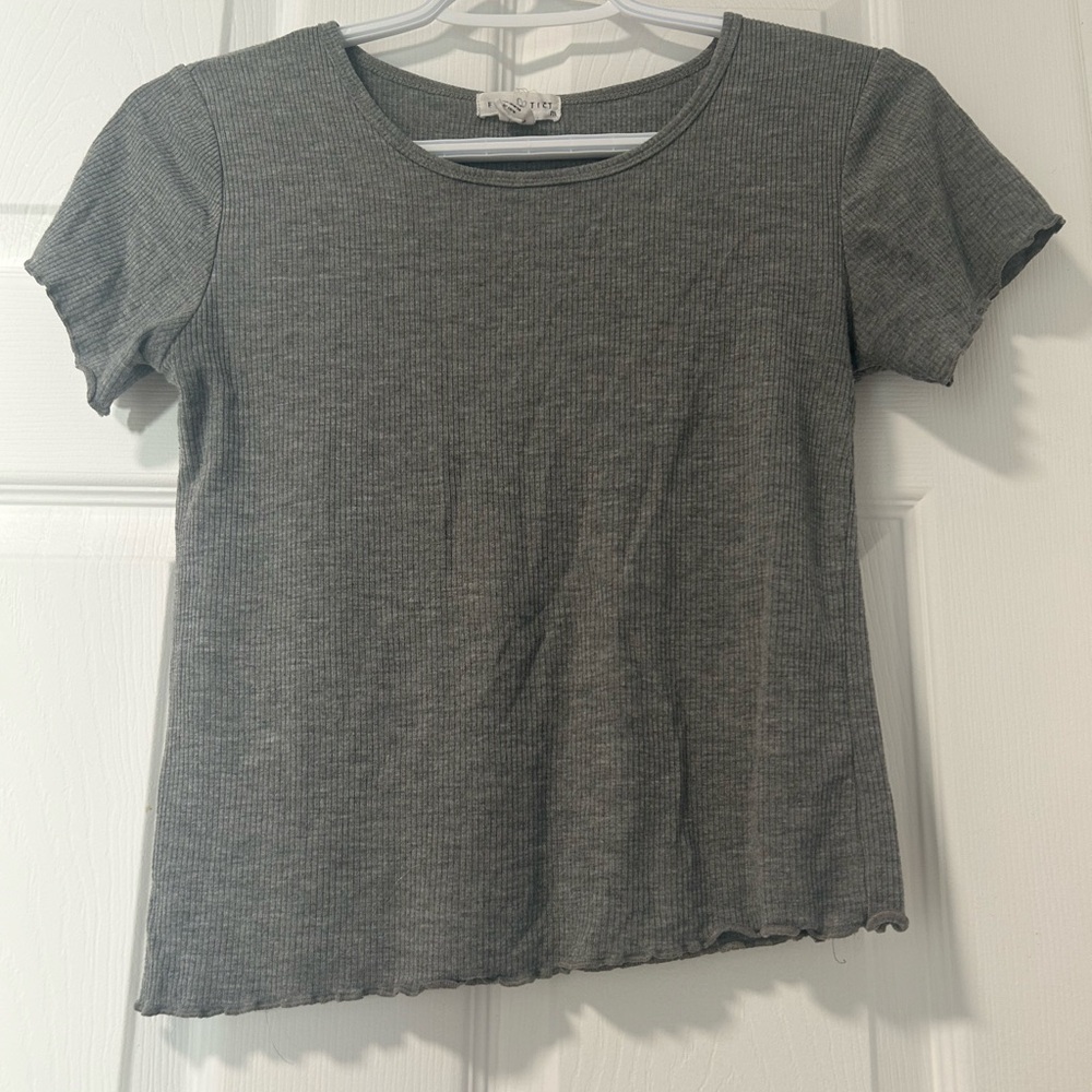 Full Tilt Charcoal Ribbed Short Sleeve Top